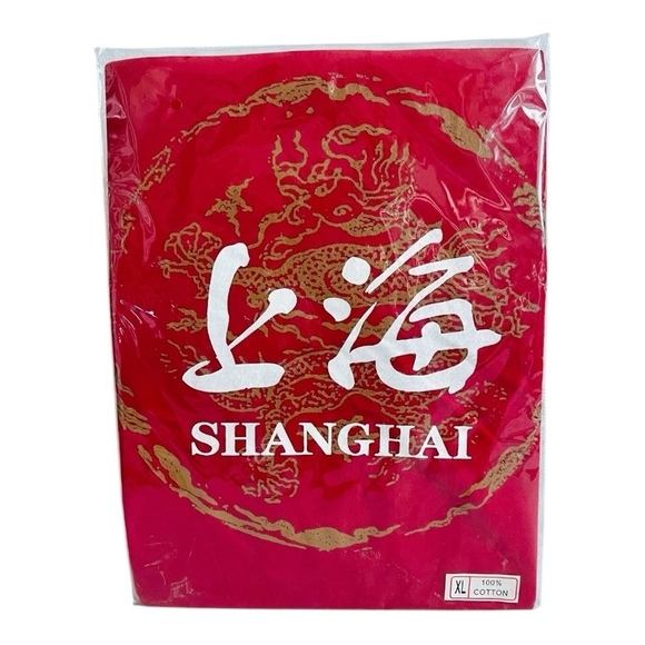 New Shanghai Zongmin Mens T-shirt Red Dragon Short Sleeve Tee Size XL Cotton Tee - Picture 1 of 3